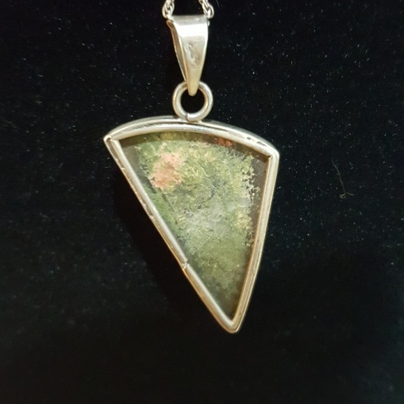 Unakite & Sterling Silver Pendant Necklace w/16" Sterling Rope Chain NWOT - Picture 6 of 6